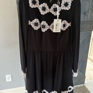 Ted Baker Black Dress with White Lace Accents